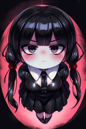 8k resolution, high resolution, masterpiece, intricate details, highly detailed, HD quality, solo, loli, short stature, little girls, only girls, dark background, rain, scarlet moon, crimson moon, moon, moon on the background,

Wednesday Addams.black eyes.black hair.long hair.straight hair.two pigtails.hanging loops at the ends of pigtails.Wednesday Addams clothing.tight clothes.sexy clothes.black jacket.white shirt.black skirt.emotionless expression.a cold expression.relaxed posture.sexy pose,

small breasts, flat breasts, focus on the whole body, the whole body in the frame, the body is completely in the frame, the body does not leave the frame, detailed hands, detailed fingers, perfect body, perfect anatomy, wet bodies, rich colors, vibrant colors, detailed eyes, super detailed, extremely beautiful graphics, super detailed skin, best quality, highest quality, high detail, masterpiece, detailed skin, perfect anatomy, perfect body, perfect hands, perfect fingers, complex details, reflective hair, textured hair, best quality,super detailed,complex details, high resolution,

,USA,haruno sakura,JCM2,Oerlord,High detailed ,weapon,black eyes,chibi,fgo sprite,spy x family style,Star vs. the Forces of Evil ,Mrploxykun,jtveemo,DAGASI,BORN-TO-DIE,Captain kirb,Shadbase ,Artist,Ankha,Animal Crossing,War of the Visions  ,Wednesday Addams  