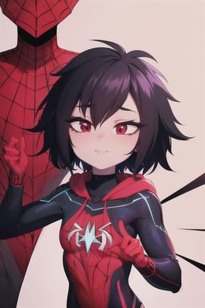 8k resolution, high resolution, masterpiece, intricate details, highly detailed, HD quality, solo, loli, short stature, little girls, only girls, dark background, rain, scarlet moon, crimson moon, moon, moon on the background, science fiction, science fiction city, red neon, blood red neon, burgundy red neon,

Peni Parker.red eyes.shining scarlet eyes.shining eyes.black hair.short haircut.slim build.teenage girl.Spiderman.Marvel.superhero.young woman.slim build.the red web.tight-fitting suit.black and red clothes.black spider print on the chest.black spider emblem.spider print.black print.hood.stretched hood.cheked smile.funny expression.fighting pose,

focus on the whole body, the whole body in the frame, the body is completely in the frame, the body does not leave the frame, detailed hands, detailed fingers, perfect body, perfect anatomy, wet bodies, rich colors, vibrant colors, detailed eyes, super detailed, extremely beautiful graphics, super detailed skin, best quality, highest quality, high detail, masterpiece, detailed skin, perfect anatomy, perfect body, perfect hands, perfect fingers, complex details, reflective hair, textured hair, best quality,super detailed,complex details, high resolution,

,AGGA_ST011,ChronoTemp ,illya,Star vs. the Forces of Evil ,Captain kirb,jtveemo,JCM2,Mrploxykun,Gerph ,Jago,Overlord,Artist,penini,C7b3rp0nkStyle,High detailed 