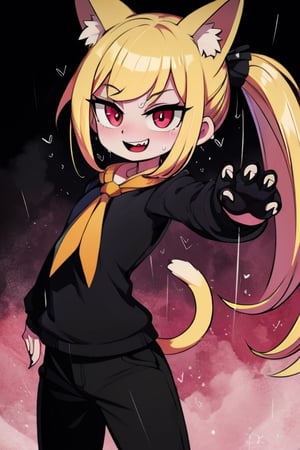 8k resolution, high resolution, masterpiece, intricate details, highly detailed, HD quality, solo, loli, short stature, little girls, only girls, dark background, rain, scarlet moon, crimson moon, moon, moon on the background, 

Red eyes.black sclera.vertical pupil.cat's pupil.glowing eyes.fangs.fox ears.a fox's tail behind his back.claws on the fingers.claw.black claws.small claws.blonde.yellow hair.long hair.straight hair.two ponytails.black scaly coat.black pants.an evil expression.grin.a joyful expression.fighting pose, 

focus on the whole body, the whole body in the frame, the body is completely in the frame, the body does not leave the frame, detailed hands, detailed fingers, perfect body, perfect anatomy, wet bodies, rich colors, vibrant colors, detailed eyes, super detailed, extremely beautiful graphics, super detailed skin, best quality, highest quality, high detail, masterpiece, detailed skin, perfect anatomy, perfect body, perfect hands, perfect fingers, complex details, reflective hair, textured hair, best quality,super detailed,complex details, high resolution,

,jcdDX_soul3142,JCM2,High detailed ,USA,Color magic,AmyRose,Mrploxykun,Sonic,perfecteyes,Artist,AGGA_ST011,AGGA_ST005,rizdraws,fairy_tail_style,Oerlord,illya,hornet,HarryDraws,jtveemo,ChronoTemp ,Star vs. the Forces of Evil ,arcane style,Landidzu,Captain kirb