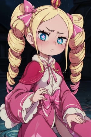 8k resolution, high resolution, masterpiece, intricate details, highly detailed, HD quality, solo, 1gìrl, loli, black desert on the background, night, rain, red stars in the sky, scarlet moon, Beatrice.blonde.Blue eyes.pink pupils.pupils in the shape of butterflies.(Beatrice's clothes).a lush pink dress.a short pink raincoat.two twisted pigtails.pigtails are tied with pink bows at the base.an emotionless expression.thoughtful expression, focus on the whole body, the whole body in the frame, small breasts, vds, looking at viewer, wet, rich colors, vibrant colors, detailed eyes, super detailed, extremely beautiful graphics, super detailed skin, best quality, highest quality, high detail, masterpiece, detailed skin, perfect anatomy, perfect body, perfect hands, perfect fingers, complex details, reflective hair, textured hair, best quality, super detailed, complex details, high resolution,  

,Shadbase ,Ankha,USA,Sonique ,Sonic,AmyRose,Blase,muffetwear,muffet,Alphys ,Gwendolyn_Tennyson,M3GEN/(Robot Girl/),Wednesday Addams  , Addams ,Smolder ,nezuko,Trixie Carter ,American Dragon,Komekko from Bakuen,pandemonica(helltaker),demon girl ,chloe,Naruto,Hinata,Betty