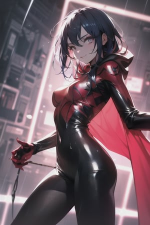8k resolution, high resolution, masterpiece, intricate details, highly detailed, HD quality, solo, loli, short stature, little girls, only girls, dark background, rain, scarlet moon, crimson moon, moon, moon on the background, science fiction, science fiction city, red neon, blood red neon, burgundy red neon,

Black spider-man mask.red lenses.black mask.red spider web pattern.red lenses.shining scarlet lenses.shiny lenses.slim build.teenage girl. Spider-Man.Miracle.a superhero.slim build.the red web.tight-fitting suit.black and red clothes.red spider print on the chest.the emblem of the red spider.spider print.red print.hood.stretched hood.fighting pose.spider pose.superhero pose,

focus on the whole body, the whole body in the frame, the body is completely in the frame, the body does not leave the frame, detailed hands, detailed fingers, perfect body, perfect anatomy, wet bodies, rich colors, vibrant colors, detailed eyes, super detailed, extremely beautiful graphics, super detailed skin, best quality, highest quality, high detail, masterpiece, detailed skin, perfect anatomy, perfect body, perfect hands, perfect fingers, complex details, reflective hair, textured hair, best quality,super detailed,complex details, high resolution,

,Overlord,neon palette,JCM2,midjourney,horror,War of the Visions  