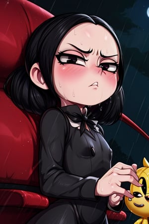 8k resolution, high resolution, masterpiece, intricate details, highly detailed, HD quality, solo, 1gìrl, loli, black desert on the background, night, rain, red stars in the sky, scarlet moon, Wednesday Addams. black hair.black eyes.gray skin.gray wool.(Wednesday Addams dress).black jacket.white shirt.a cold expression.emotionless expression.dissatisfied expression, focus on the whole body, the whole body in the frame, small breasts, vds, looking at viewer, wet, rich colors, vibrant colors, detailed eyes, super detailed, extremely beautiful graphics, super detailed skin, best quality, highest quality, high detail, masterpiece, detailed skin, perfect anatomy, perfect body, perfect hands, perfect fingers, complex details, reflective hair, textured hair, best quality, super detailed, complex details, high resolution,  

,Shadbase ,Ankha,USA,Sonique ,Sonic,AmyRose,Blase,muffetwear,muffet,Alphys ,Gwendolyn_Tennyson,M3GEN/(Robot Girl/),Wednesday Addams  , Addams 