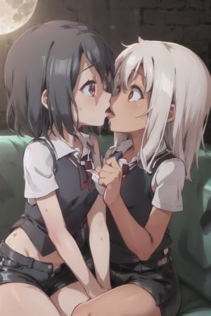 8k resolution, high resolution, masterpiece, intricate details, highly detailed, HD quality, solo, short stature, only girls, dark background, rain, scarlet moon, crimson moon, moon, moon on the background, 

Penny parker kisses Penny Parker.a kiss.a detailed kiss.a sensual kiss.the perfect kiss.kiss two girls.two girls.several girls.lesbians.yuri.

Peni Parker.red eyes.shining scarlet eyes.shining eyes.black hair.short haircut.slim build.a teenage girl.Penny Parker's clothes.school uniform.black vest.white shirt.black shorts.leather shorts.short shorts.black skirt.gentle expression.loving expression.excited expression.lustful expression,

focus on the whole body, the whole body in the frame, the body is completely in the frame, the body does not leave the frame, detailed hands, detailed fingers, perfect body, perfect anatomy, wet bodies, rich colors, vibrant colors, detailed eyes, super detailed, extremely beautiful graphics, super detailed skin, best quality, highest quality, high detail, masterpiece, detailed skin, perfect anatomy, perfect body, perfect hands, perfect fingers, complex details, reflective hair, textured hair, best quality,super detailed,complex details, high resolution,

,AGGA_ST011,ChronoTemp ,illya,Star vs. the Forces of Evil ,Captain kirb,jtveemo,JCM2,Mrploxykun