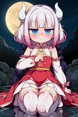 8k resolution, high resolution, masterpiece, intricate details, highly detailed, HD quality, solo, loli, black desert on the background, night, rain, red stars in the sky, scarlet moon, Kana Kamui.white hair.Blue eyes.two straight slightly curved horns.(Kanna Kamui's clothes).pink dress.white stockings to the knees.the expression is emotionless.confused expression.satisfied expression, focus on the whole body, the whole body in the frame, small breasts, vds, looking at viewer, wet, rich colors, vibrant colors, detailed eyes, super detailed, extremely beautiful graphics, super detailed skin, best quality, highest quality, high detail, masterpiece, detailed skin, perfect anatomy, perfect body, perfect hands, perfect fingers, complex details, reflective hair, textured hair, best quality, super detailed, complex details, high resolution,  

,Mrploxykun,Shadbase ,USA,Kanna Kamui ,Captain kirb
