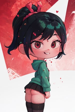 8k resolution, high resolution, masterpiece, intricate details, highly detailed, HD quality, solo, loli, short stature, little girls, only girls, dark background, rain, scarlet moon, crimson moon, moon, moon on the background, 

Vanellope von Schweetz.black hair.red eyes.green hoodie.black skirt.mini skirt.stockings.stockings with white and green stripes.funny expression.cheeky smile, standing with his back to the viewer, ass, big ass, ass set aside, perfect ass, focus on ass, perfect anus, perfect vagina, beautiful anus, beautiful vagina, smooth anus, smooth vagina, small breasts, flat breasts, 

focus on the whole body, the whole body in the frame, the body is completely in the frame, the body does not leave the frame, detailed hands, detailed fingers, perfect body, perfect anatomy, wet bodies, rich colors, vibrant colors, detailed eyes, super detailed, extremely beautiful graphics, super detailed skin, best quality, highest quality, high detail, masterpiece, detailed skin, perfect anatomy, perfect body, perfect hands, perfect fingers, complex details, reflective hair, textured hair, best quality,super detailed,complex details, high resolution,

,jcdDX_soul3142,JCM2,High detailed ,USA,Color magic,AmyRose,Mrploxykun,Sonic,perfecteyes,Artist,AGGA_ST011,AGGA_ST005,rizdraws,fairy_tail_style,Oerlord,illya,hornet,HarryDraws,jtveemo,ChronoTemp 