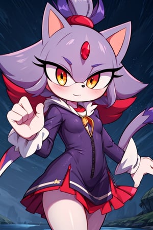 8k resolution, high resolution, masterpiece, intricate details, highly detailed, HD quality, solo, loli, black desert on the background, night, rain, red stars in the sky, scarlet moon, Blaze.amber eyes.purple wool.purple hair.ruby in the forehead.cat girl.(Blaze clothes).purple coat.a cold expression.an arrogant expression.happy expression, focus on the whole body, the whole body in the frame, small breasts, vds, looking at viewer, wet, rich colors, vibrant colors, detailed eyes, super detailed, extremely beautiful graphics, super detailed skin, best quality, highest quality, high detail, masterpiece, detailed skin, perfect anatomy, perfect body, perfect hands, perfect fingers, complex details, reflective hair, textured hair, best quality, super detailed, complex details, high resolution,  

,Shadbase ,Ankha,USA,Sonique ,Sonic,AmyRose,Blase