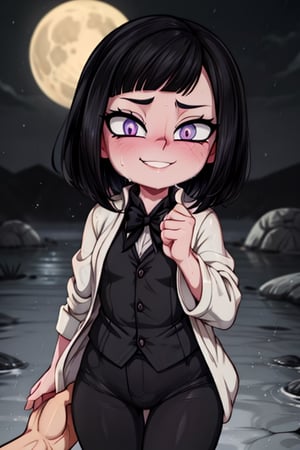 8k resolution, high resolution, masterpiece, intricate details, highly detailed, HD quality, solo, 1gìrl, loli, black desert on the background, night, rain, red stars in the sky, scarlet moon, Hinata Hyuga.black hair.short hair.pale lilac eyes.no pupils.(Hinata Hugo's clothes).(shinobi clothes).light beige jacket.black pants.an embarrassed expression.a happy expression.an innocent expression.smile, focus on the whole body, the whole body in the frame, small breasts, vds, looking at viewer, wet, rich colors, vibrant colors, detailed eyes, super detailed, extremely beautiful graphics, super detailed skin, best quality, highest quality, high detail, masterpiece, detailed skin, perfect anatomy, perfect body, perfect hands, perfect fingers, complex details, reflective hair, textured hair, best quality, super detailed, complex details, high resolution,  

,Shadbase ,Ankha,USA,Sonique ,Sonic,AmyRose,Blase,muffetwear,muffet,Alphys ,Gwendolyn_Tennyson,M3GEN/(Robot Girl/),Wednesday Addams  , Addams ,Smolder ,nezuko,Trixie Carter ,American Dragon,Komekko from Bakuen,pandemonica(helltaker),demon girl ,chloe,Naruto,Hinata