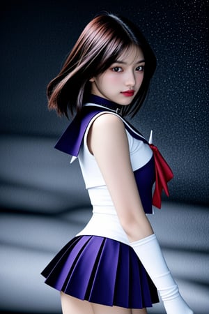 (((notice-me-senpai!))), irresistible-1girl, stern, unique-mix-of-natural-hair-styles, purple-short-hair, natural-skin-tone, unique-physique, (((purple choker, jewelry, sailor senshi uniform, purple skirt, purple sailor collar, white elbow gloves, tiara))), sailor saturn, bodycon, no-virgin-anymore, (((relaxed))), over-intricate-starry-background, optimal-lighting, in-full-view, multi_effects, (((Ultra-HD-photo-same-realistic-quality-details))), remarkable-colors, Color Booster, hermosotwns,,<lora:659111690174031528:1.0>