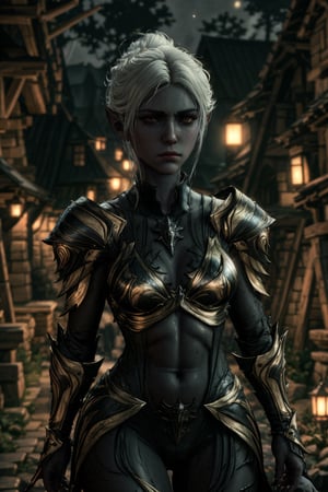 irrresistible-1girl, shameless, stern, mix-of-hair-styles, dangerous-physique, MintharaBG, plated-armor, shoulder-armor, hip-armor, midriff, jewelry, ornamentals, (((submissive-pov))), Enhance, streets, outdoors-at-night, moon-lighting, photo background, Half-timbered Construction,,<lora:659111690174031528:1.0>