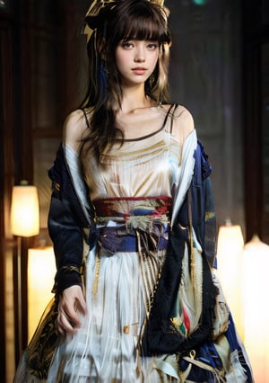 (glamour1.2) photo of a beautiful young woman with a clear collarbone, open_mouth, charging in front of a luxurious asian_village, BREAK wearing hanfu), red&gold, wielding bow&arrow, (blush, blemishes:0.6), (goosebumps:0.5), subsurface scattering, iridescent eyes, detailed skin texture, hourglass body shape, textured skin, realistic dull skin noise, visible skin detail, skin fuzz, dry skin, petite, photorealistic, remarkable color, (photorealistic, SFW:1.3), (upper body framing:1.3), dramatic lighting, golden_ratio, Fujicolor_Pro_Film,