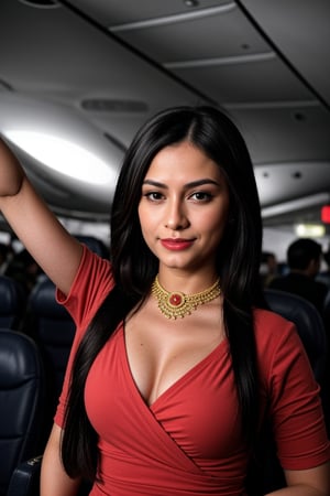 1girl-in-her-twenties, middle_jewelry over head, dangerous-physique, Airline-specific outfit reflecting the cultural heritage of the airline's country, (((physically-realistic))),,<lora:659111690174031528:1.0>