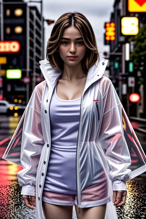 (((dating-pov))), 1girl, dangerous-physique, mix-of-hair-styles, mix-of-natural-blemishes, bbimp, The Transparent Raincoat: Staying stylish even on rainy days with a transparent raincoat that lets your outfit shine through, upper-body, dynamic-lighting, (((physically-realistic))),,<lora:659111690174031528:1.0>