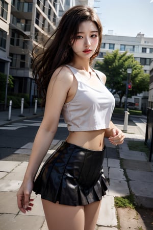 (glamour:1.3) photo of a beautiful woman\(girlfriend\) with mid-parted hairstyle, perfect hands, perfect fingers, (blush:0.5), (goosebumps:0.5), dry dull skin, detailed skin texture, BREAK wearing Sequin-embellished crop top and bodycon midi skirt, BREAK photorealistic, realistic, SFW, hourglass body shape, (upper_body frame), (dynamic_pose), dynamic_background, soft natural_lighting, rule_of_thirds, High detailed, Color magic,high_school_girl