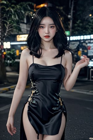 irresistible-1girl, fabetwns, black-hair, mix-of-hair-styles, see-through_chinese_dress, cheongsam, jewelry, (((dating-pov))), citystreets, outdoors-at-night, natural-lighting, photo background, physically-realistic, multi_effects,<lora:659111690174031528:1.0>