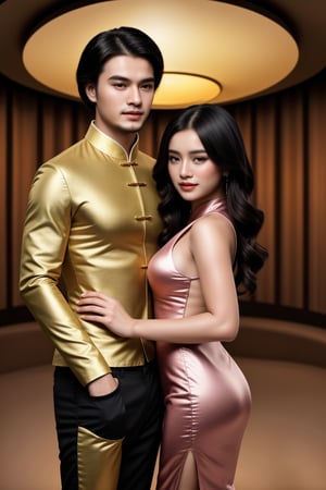 (((couple's-pov))), 1girl-named-fabetwns, mix-of-natural-hair-styles, unique-physique, mix-of-chinese-outfit, jewelry, upper-body, photo background, Ultra-HD-photo-same-realistic-quality-details, asian