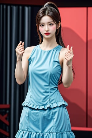 (((beauty)))-moment-of-1girl, bishoujo-in-her-preteens, unique-messy-ponytail, unique-physique, realistic-detailed-skin, (((Ultra-HD-photo-same-realistic-quality-details, casual))), remarkable-colors, high-fashion, long-dress, holding, purse, hair-ornaments, frills, overly-tight-skirt, bodycon, unique-model-poses, (((relaxed, supporting-pose))), unique-background, dramatic-optimal-rim-lighting, shot-on-digital-cinematic-camera, Hyper Realistic, sullyoonlorashy, Daughter of Dragon God,masterpiece,<lora:659111690174031528:1.0>