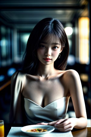 (((glamour)))-photo-of-shamless-1girl, irresistible-bishoujo, dynamic-hairstyle, detailed-skin, detailed-eyes, earrings, jewelry, ((small-asymmetrical-perky-cleavage)), no-virgin-anymore, (((Ultra-HD-details, Ultra-HD-detailed, Ultra-HD-realistic))), RAW-Photo, analog-style, analog-photo, remarkable-colors, BREAK completely-naked, clean-pussy, BREAK (lovers-pov), "having-dinner-date-with-viewer", (((relaxed))), Fine-Dining-Background, (cinematic-lighting:1.2), shot-on-"Fujifilm-X-T4"-with-50mm-lens, 1 girl,<lora:659111690174031528:1.0>
