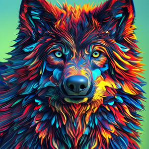 AAsp3ctr4m0rph1qu3 style wolf, vibrant, high-resolution colours, 