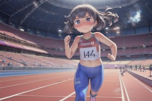 (a girl running at the olympics), (sports outfit), (exploding clothes),sweat, motion lines, motion blur, (blush), (embarrassed)
BREAK
(a view of an olympic stadium full of spectators:1.2), (full raftors),(running track:1.2), (a crowd of spectators:1.2), (intricate details:1.4), colorful details, iridescent colors
BREAK
,((masterpiece, best quality)), 4k, subsurface scattering, ultra detailed, solo,  detailed lighting, inspired H.R. Giger, official art, promotional art, composition