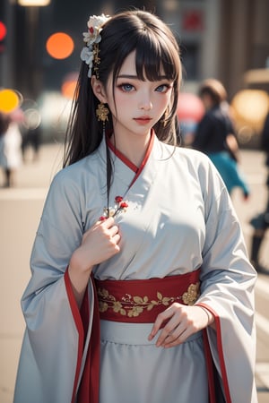 realistic, (masterpiece, best quality:1.2), beautiful and aesthetic, hires, bokeh, depth of field, HDR,
1girl, hanfu,