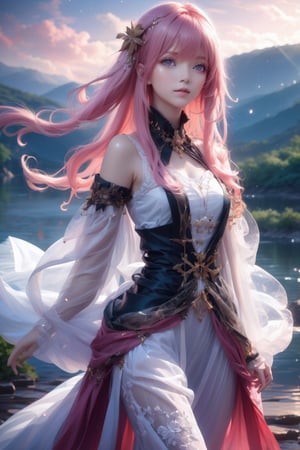 masterpiece,  extremely best quality,  official art,  cg 8k wallpaper,  (Fantasy Style:1.1),  (artistic atmosphere:1.2),  (full body:1.4),  (Korean style:1.3),  (nsfw,  seductively charming:1.5),  (1 woman,  20 years old,  long pink hair:1.2),  (bare shoulders:1.5),  (see-through_silhouette:1.4),  (narrow waist:1.22),  pixiv 10000 users,  highly detailed,  pixiv,  (beautiful face),  incredibly detailed,  (an extremely  beautiful),  (best quality)

