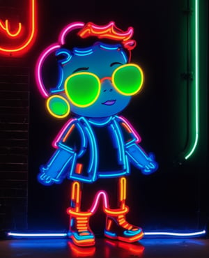 1boy, neon style