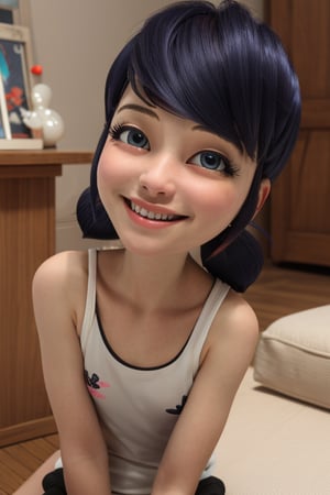 masterpiece, best quality, highres, hmmr1, loli, lolicon, full_body, flat chest, early children, 8_years_old, bratty, toned_body, glossy_full_lips, smile, marinette, ladybug