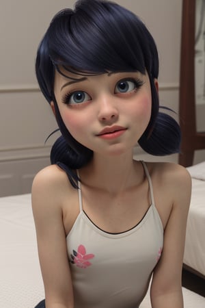 masterpiece, best quality, highres, hmmr1, loli, lolicon, standig, flat chest, early children, 8_years_old, bratty, toned_body, glossy_full_lips, marinette, 