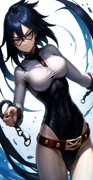  leotard, belt, cuffs, handcuffs, bodysuit, domino mask,midnight_boku_no_hero_academia