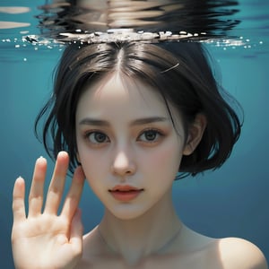 1 girl, underwater,full body, nice hands, nice face, five fingers