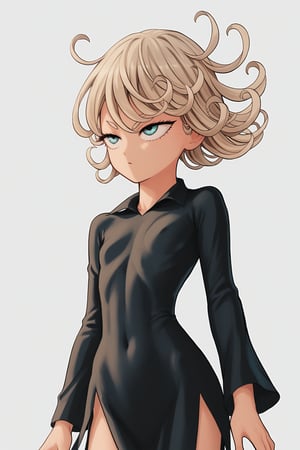 anime artwork, score_9, score_8_up, score_7_up, score_6_up, score_5_up,tatsumaki, short hair, curly hair,long sleeves,dress