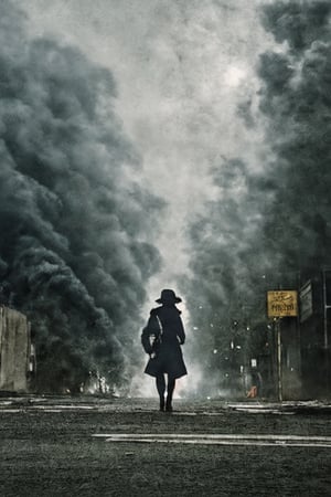 full body, low angle, movie feature shot, (1_girl) is walking to greet the viewer, disguarding a cigarette, the girl has a long list in her hand that trails like a ribbon, 2023, realistic, a decayed city street is filled with american paper currency (green money) floating in the smoke filled air, 