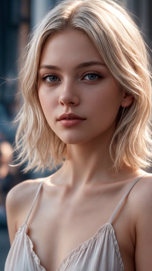 a 20 yo woman, blonde, pink silver short hair, dark theme, soothing tones, muted colors, high contrast, (natural skin texture, hyperrealism, soft light, sharp),1 girl,