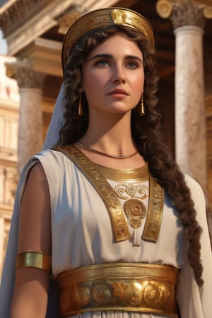 ancient rome,  young roman temple girl priest , hyper realistic, 8k , ultra detailed.