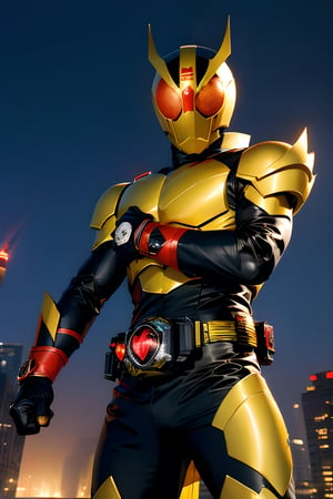 (8K,  raw,  proffesional,  top-quality),  (realisitic,  Photorealsitic:1.2),  perfect anatomy,  (Highest Detail Face:1.2),  Front lighting,  A dark shadow threatened the city。Kamen Rider Exword。Orange and Brown body、Wearing a transformation belt、Burning with a Righteous Heart,  He follows the minions of darkness Defeat。The battle rages、The Last Enemy Appears。Join forces in the special move Evolt Lunado、Kamen Rider defeats the Lord of Darkness。, punch, 