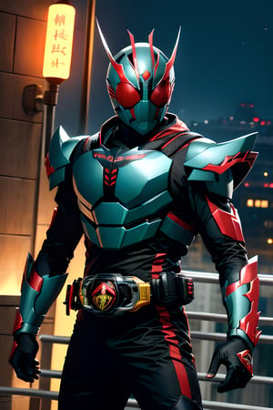 (8K,  raw,  proffesional,  top-quality),  (realisitic,  Photorealsitic:1.2),  perfect anatomy,  (Highest Detail Face:1.2),  Front lighting,  A dark shadow threatened the city。Kamen Rider Exword。Silver Grey and red body、Wearing a transformation belt、Burning with a Righteous Heart,  He follows the minions of darkness Defeat。The battle rages、The Last Enemy Appears。Join forces in the special move Evolt Lunado、Kamen Rider defeats the Lord of Darkness。, punch, 