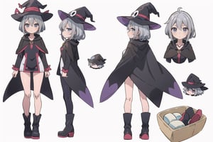 multiple views, Model sheet, masterpiece, best quality, looking at viewer, sugimori ken \(style\), {big milkers} {{{full body}}}, (highres:1.1), (highly detailed face and eyes:1.3), 1girl, {{{ full body, 1 girl, Girl, witch, ragged cape, purple witch costume, tunic, clothing patches, boots, wizard hat, silver necklace, skull pendant, back view, }}}, semi-nude, mom and daughter, 1girl, {White background} <<big milkers>> SMAce, perfect hands, thick thighs {{illustration}}, {best quality}, {{hi res}}, <<big milkers>>,shigure kosaka,UltiOP,Perona