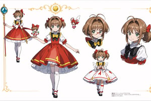 multiple views, Model sheet, masterpiece, best quality, looking at viewer, sugimori ken \(style\), {big milkers} (full body), 1girl,  {{{  Cardcaptor_Sakura, skirt_lift, red_dress }}}, semi-nude, mom and daughter, 1girl, {White background} <<big milkers>> SMAce, masterpiece, best quality, , masterpiece, {{illustration}}, {best quality}, {{hi res}},tashigi,glasses,AGE REGRESSION,kinomoto sakura,Cardcaptor_Sakura