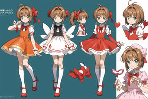 multiple views, Model sheet, masterpiece, best quality, looking at viewer, sugimori ken \(style\), {big milkers} (full body), 1girl,  {{{  Cardcaptor_Sakura, skirt_lift, red_dress }}}, semi-nude, mom and daughter, 1girl, {White background} <<big milkers>> SMAce, masterpiece, best quality, , masterpiece, {{illustration}}, {best quality}, {{hi res}},tashigi,glasses,AGE REGRESSION,kinomoto sakura,Cardcaptor_Sakura