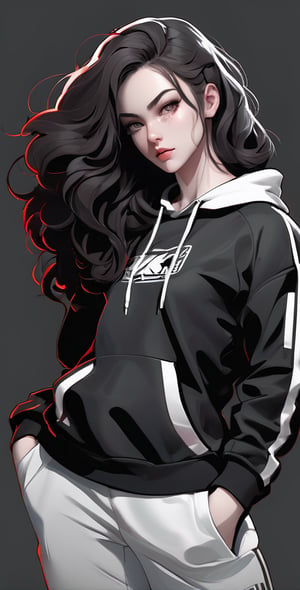 full body shot, sketch by NTY, 1girl, muscular bodybuilder, solo, wearing black and red tracksuit, (shoulder-length wavy wild hair:2), short black hair, monochrome, greyscale, looking at viewer, hoodie, fighting pose, fierce look, simple 
 background, parted lips,  black background, ((line art)), (pencil art), charcoal painting, cyborg style, pale white skin, cyborg style, scars on skin and face,cutegirlmix,4nime style,cyborg style,Movie Still, boxing arms pose, sweatshirt, loose outfit,LinkGirl,xxmix_girl,photo r3al