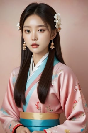 matte portrait of pretty korean girl wearing traditional costume