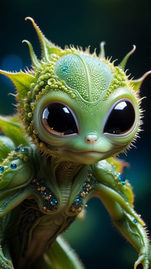 Cute creature from Space. terraforming. Alien Flora, Miki Asai Macro photography, close-up, hyper detailed, trending on artstation, sharp focus, studio photo, intricate details, highly detailed, by greg rutkowskidetailed face, detailed skin