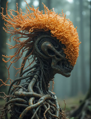 An alien humanoid, mycelium root structure