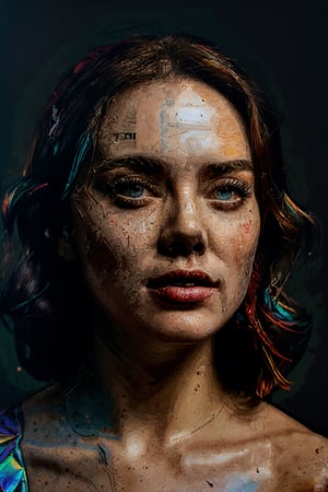 spy agent babe ,half body, Amy Adams, photo collage, potcoll, uhd,hdr, prismatic colors, prism, polygonal,Detailedface