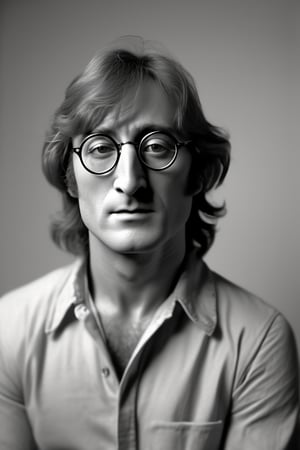 RAW natural photo of john lennon, hungry, no muscles, slim boby, realisct, no friendly, ((full body)), sharp focus, depth of field, shoot, ,side shot, side shot, ultra hd, realistic, vivid colors, highly detailed, perfect composition, 8k artistic photography, photorealistic concept art, soft natural volumetric cinematic perfect light, black background studio,OHWX,OHWX WOMEN 