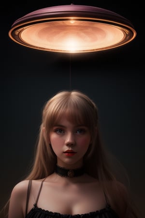 UFO abducting one girl, alt night in far away land
 BEST QUALITY, MASTERPIECE, PHOTOREALISTIC:1.9, DRAMATIC LIGHT, infinite mirror background,
,colorful_girl_v2,arshadArt,alluring_lolita_girl,anamr