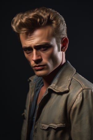 RAW natural photo OF james dean , slim body, realisct, no friendly, ((full body)), sharp focus, depth of field, shoot, ,side shot, side shot, ultra hd, realistic, vivid colors, highly detailed, perfect composition, 8k artistic photography, photorealistic concept art, soft natural volumetric cinematic perfect light, black background studio, ,OHWX, naked, full nude,OHWX WOMEN,