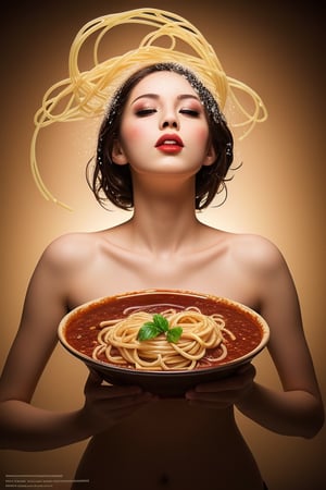 shooting foodstyling,, spaghetti are flying, splash of tomato sauce
 BEST QUALITY, MASTERPIECE, PHOTOREALISTIC:1.9, DRAMATIC LIGHT, infinite mirror background,
,colorful_girl_v2,arshadArt,alluring_lolita_girl,anamr