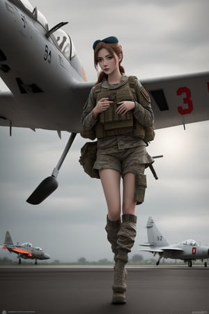 portaviones militar, landing combat plane
 BEST QUALITY, MASTERPIECE, PHOTOREALISTIC:1.9, DRAMATIC LIGHT, infinite mirror background,
,colorful_girl_v2,arshadArt,alluring_lolita_girl