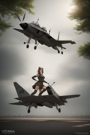 portaviones militar, landing combat plane
 BEST QUALITY, MASTERPIECE, PHOTOREALISTIC:1.9, DRAMATIC LIGHT, infinite mirror background,
,colorful_girl_v2,arshadArt,alluring_lolita_girl